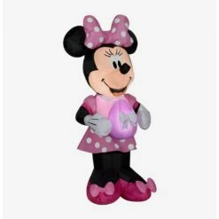 New ✔️ Disney Minnie Mouse Easter Minnie Mouse In Pink Polka Dot Dress With Egg Airblown 😀