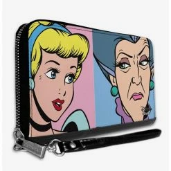 Flash Sale ⌛ Disney Cinderella And Wicked Step Mother Lady Tremaine Face Blocks Zip Around Wallet 🎁