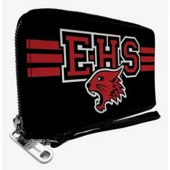 Best Pirce ⭐ High School Musical East High School Wildcats Logo Black Red Zip Around Wallet 🎁