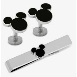 Budget 👏 Disney Mickey Mouse Silhouette Cufflinks and Tie Bar Set ✔️
