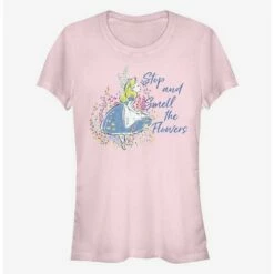 Budget 🥰 Disney Alice In Wonderland Smell The Flowers 👏 Girls T-Shirt ⌛