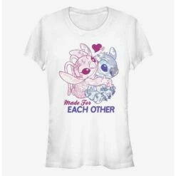 Hot Sale ⭐ Disney Lilo & Stitch Made For Eachother 👏 Girls T-Shirt ❤️