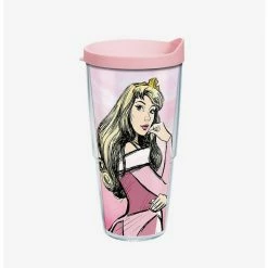 Best Pirce ⭐ Disney Sleeping Beauty Watercolor Splash 24oz Classic Tumbler With Lid ❤️