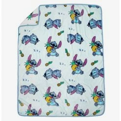 New ❤️ Disney Lilo & Stitch Sleepy Stitch & Pineapples Throw Blanket 🎁