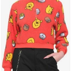 New ✨ Disney Winnie The Pooh Fuzzy Half-Zipper 😉 Girls Sweater 🛒