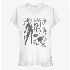 Deals 🌟 Disney Cruella Fashion Sketches Girls T-Shirt 🎁