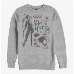 Outlet 😉 Disney Cruella Fashion Sketches Crew Sweatshirt ⭐