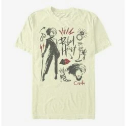 Outlet 🎁 Disney Cruella Fashion Sketches T-Shirt 👍