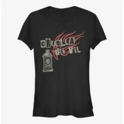 Promo ❤️ Disney Cruella Spray Paint Fire Girls T-Shirt 🛒