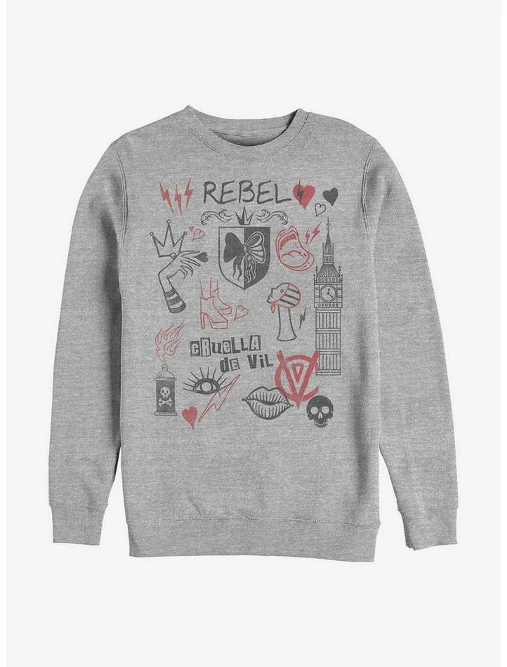 Coupon 😍 Disney Cruella Rebel Queen Doodles Crew Sweatshirt 🌟 1 Coupon 😍 Disney Cruella Rebel Queen Doodles Crew Sweatshirt 🌟
