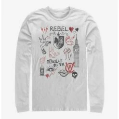 Discount ⌛ Disney Cruella Rebel Queen Doodles Long-Sleeve T-Shirt 🥰