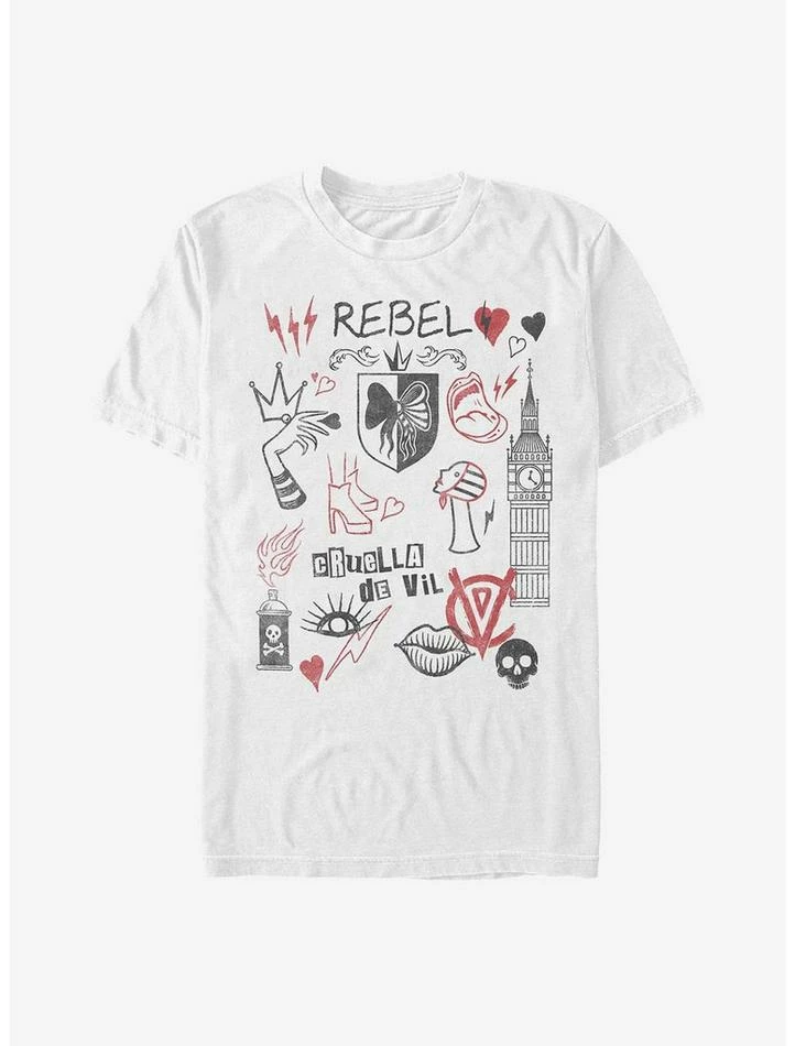 Hot Sale 🥰 Disney Cruella Rebel Queen Doodles T-Shirt 👏 1 Hot Sale 🥰 Disney Cruella Rebel Queen Doodles T-Shirt 👏