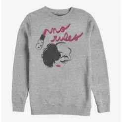 Top 10 ⭐ Disney Cruella No Rules In 🥰 Lipstick Crew Sweatshirt ✔️