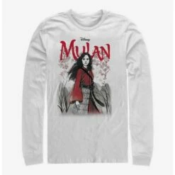 Discount ⌛ Disney Mulan Watercolor Live Action Title Long-Sleeve T-Shirt ❤️