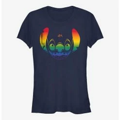 Cheap ✔️ Disney Lilo & Stitch Stitch Face Rainbow Pride T-Shirt 😉