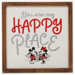 Coupon ✨ Disney Mickey Mouse Mickey & Minnie Happy Place Wood Framed Wall Decor ✔️