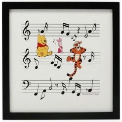 Cheapest ✔️ Disney Winnie The Pooh Pooh And Friends Music Notes Framed Wall Decor ⭐