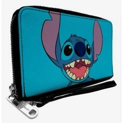 Discount 😀 Disney Lilo & Stitch Smiling Zip Around Wallet ⭐