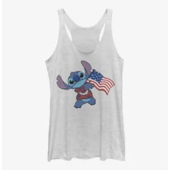 Discount ⭐ Disney Lilo & Stitch Tropical Stitch Flag 👍 Girls Tank Htr 💯