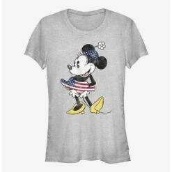 Best Pirce 👍 Disney Minnie Mouse Vintage U.S. Flag Girls T-Shirt 🎁