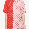New 🔔 Her Universe Disney Minnie Mouse Polka Dot Split Girls Woven Button-Up 😀