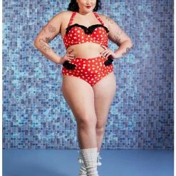 Promo ❤️ Disney Minnie Mouse Ruffled High-Waisted Swim Bottoms Plus Size 🎉 -Dressup Outfits Shop 16481649 av3