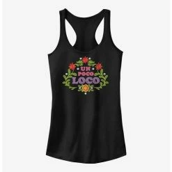 New 🧨 Disney Pixar Coco Un Poco Loco Floral Emblem Girls Tank ⭐
