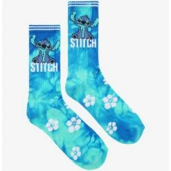 Cheapest ๐ Disney Lilo & Stitch Hibiscus Tie-Dye Crew Socks ๐
