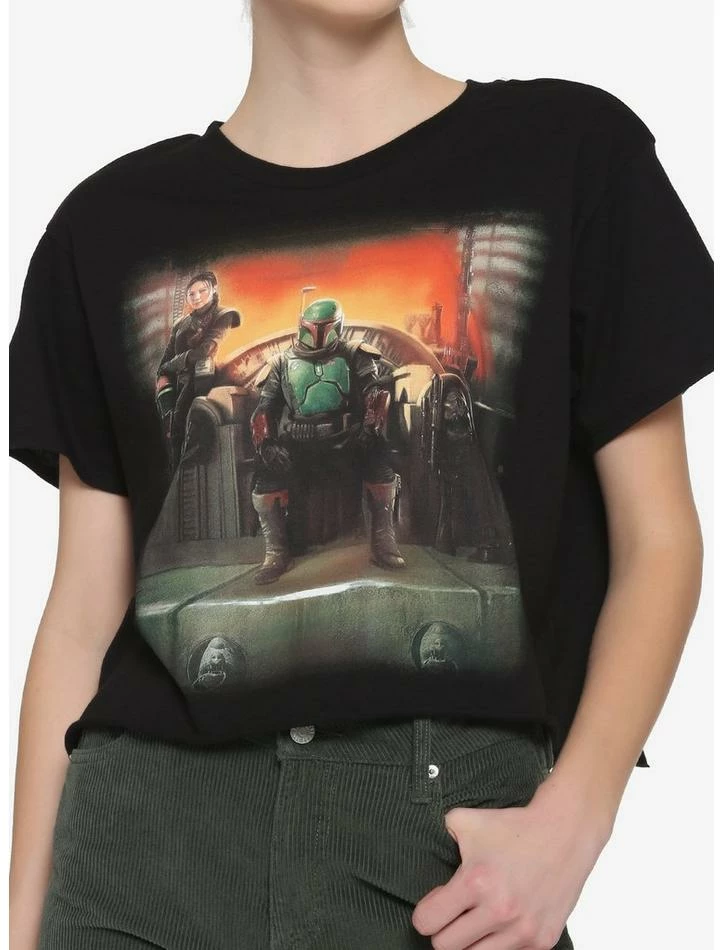Cheapest ๐ Star Wars The Book Of Boba Fett Throne Girls Crop T-Shirt ๐ 1 Cheapest ๐ Star Wars The Book Of Boba Fett Throne Girls Crop T-Shirt ๐