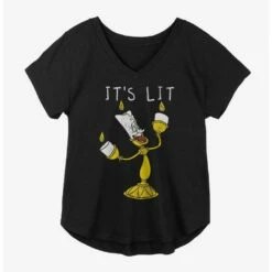 Budget ✨ Disney Beauty And The Beast Lumiere It's Lit Girls Plus Size T-Shirt 🔥