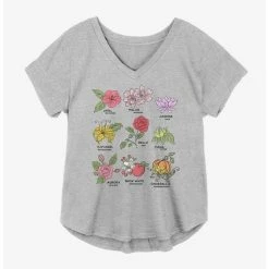 New ✔️ Disney Princesses Flower Icons 🔥 Girls Plus Size T-Shirt ✔️