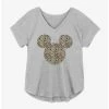 Deals ⭐ Disney Mickey Mouse Animal Print Logo 👏 Girls Plus Size T-Shirt ✔️