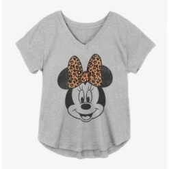 New ⭐ Disney Minnie Mouse Leopard Bow 🌟 Girls Plus Size T-Shirt ❤️