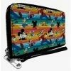 Deals ⭐ Disney Mickey Mouse And Friends Fab Four Stripe Zip Around Wallet ✔️