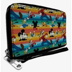 Deals ⭐ Disney Mickey Mouse And Friends Fab Four Stripe Zip Around Wallet ✔️
