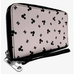 New ✔️ Disney Mickey Mouse Ears Logo Toss Print Zip Around Wallet ⌛