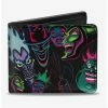 Wholesale 😉 Disney Villains Neon Bifold Wallet 💯