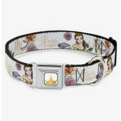 Best Pirce 🔔 Disney Beauty And The Beast Belle Flowers Seatbelt Dog Collar 👏