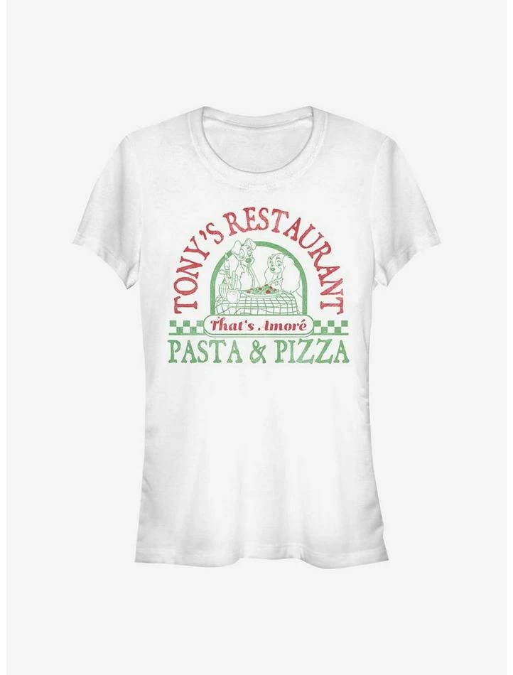 Outlet 🌟 Disney Lady And The Tramp Tony's Restaurant Pasta & Pizza 👍 Girls T-Shirt ✨ 1 Outlet 🌟 Disney Lady And The Tramp Tony's Restaurant Pasta & Pizza 👍 Girls T-Shirt ✨