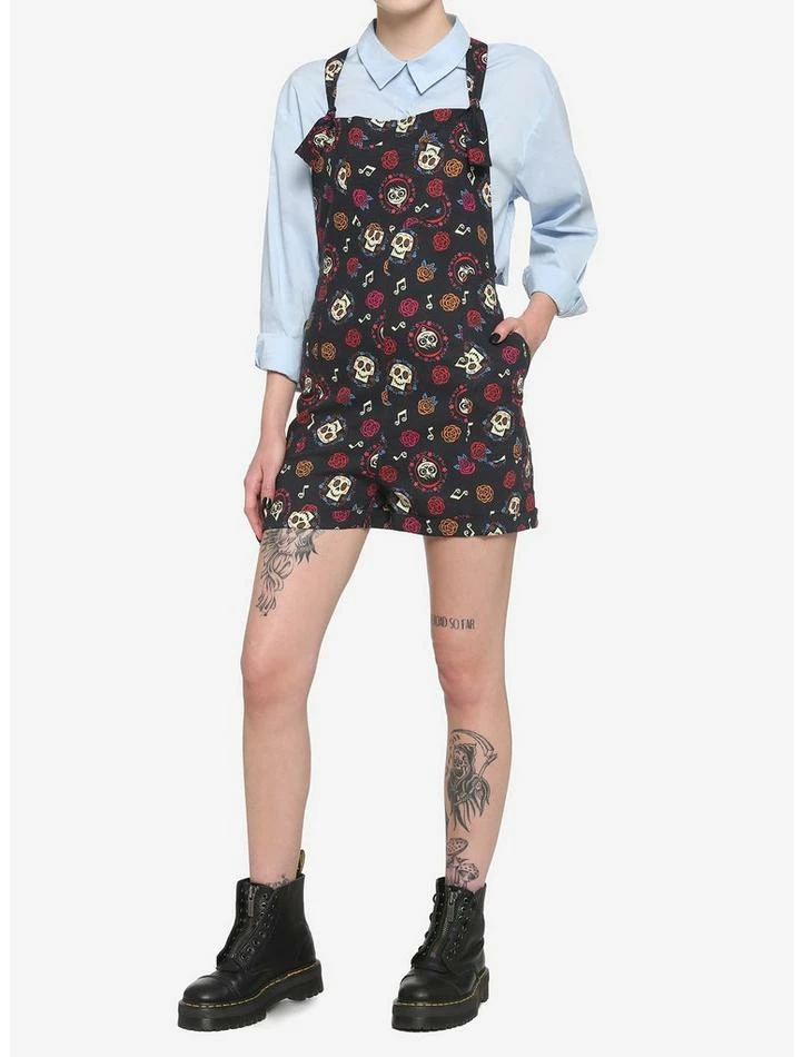 Top 10 😉 Disney Pixar Coco Sugar Skull Soft Shortalls ✨ 2 Top 10 😉 Disney Pixar Coco Sugar Skull Soft Shortalls ✨ - Image 2