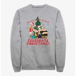 New 😉 Disney Phineas And Ferb ❄ Christmas Crew Sweatshirt ❤️