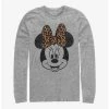 Best Pirce 🛒 Disney Minnie Mouse Modern Minnie Face Leopard Long-Sleeve T-Shirt ✨