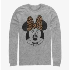 Best Pirce 🛒  Disney Minnie Mouse Modern Minnie Face Leopard Long-Sleeve T-Shirt ✨