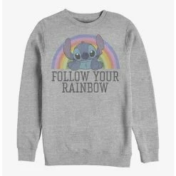 Top 10 😀 Disney Lilo & Stitch Follow Your Rainbow Crew Sweatshirt 👏