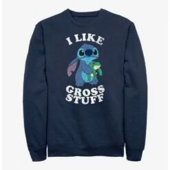 Hot Sale 🎉 Disney Lilo & Stitch I Like Gross Stuff Stitch Crew Sweatshirt 🎁