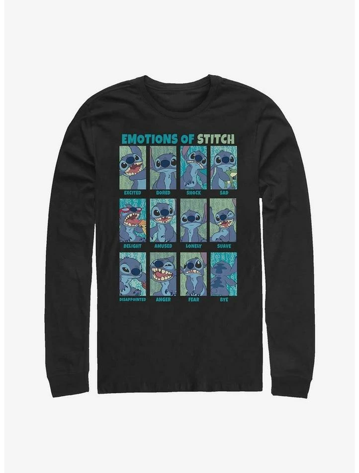 Discount ⭐ Disney Lilo & Stitch Emotions Of Stitch Long-Sleeve T-Shirt ⌛ 1 Discount ⭐ Disney Lilo & Stitch Emotions Of Stitch Long-Sleeve T-Shirt ⌛