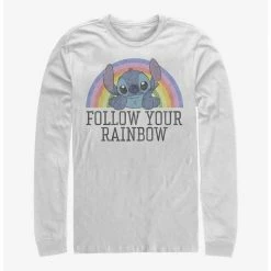 Top 10 👏 Disney Lilo & Stitch Follow Your Rainbow Long-Sleeve T-Shirt 🔥