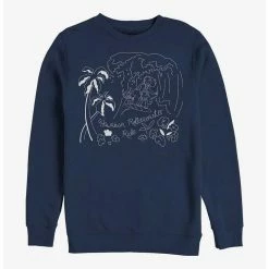 Cheapest 😀 Disney Lilo & Stitch Hawaiian Rollercoaster Ride Crew Sweatshirt 😀