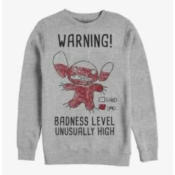 Deals 👏 Disney Lilo & Stitch Warning Drawing Sitch Crew Sweatshirt 🔔