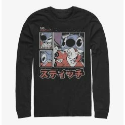Promo 🎁 Disney Lilo & Stitch Japanese Text Long-Sleeve T-Shirt ✔️